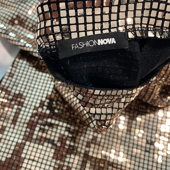 Fashion Nova Gold Sequin Long Sleeve Dress - Picture 4 of 4